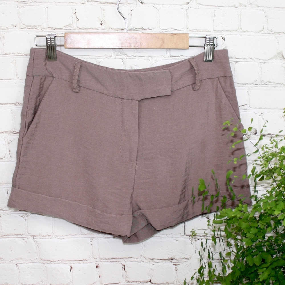 Bar III Grey Lavender Cuffed Shorts